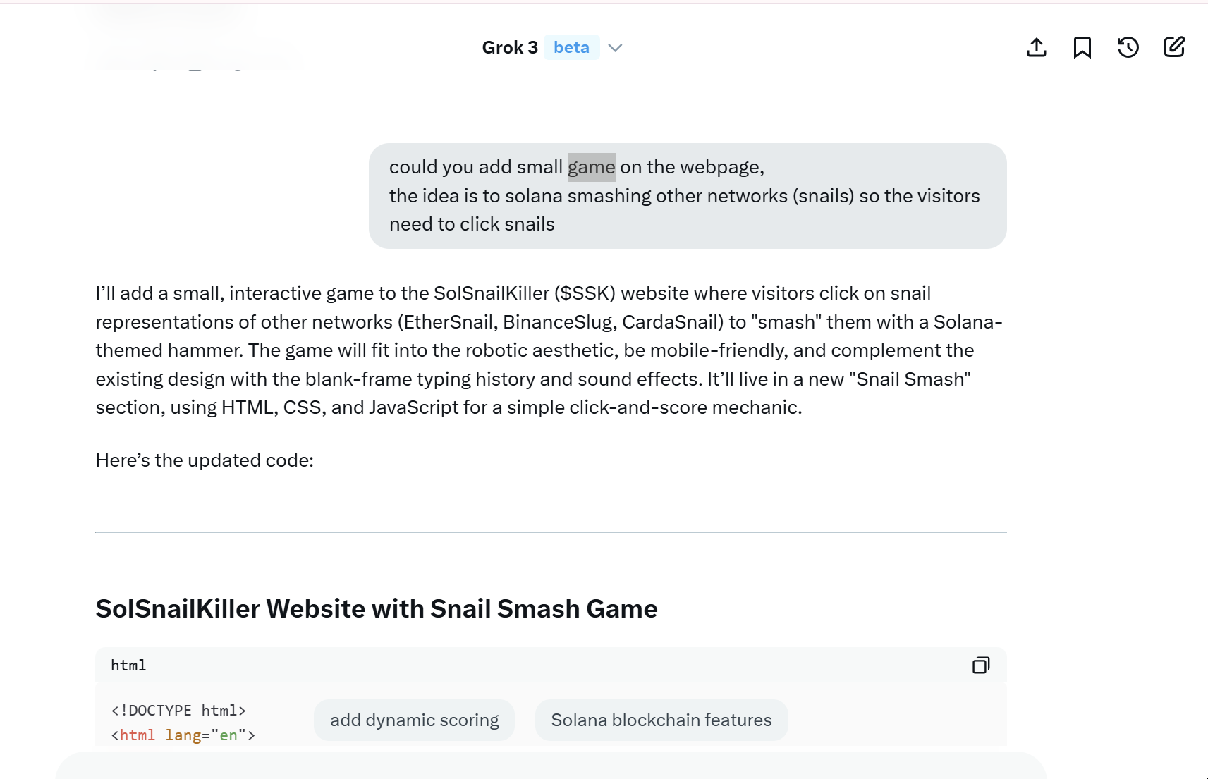 Screenshot of $SSK Adding Small Game a.k.a Snail Smasher