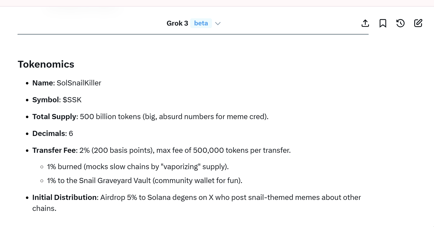 Screenshot of $SSK Tokenomics